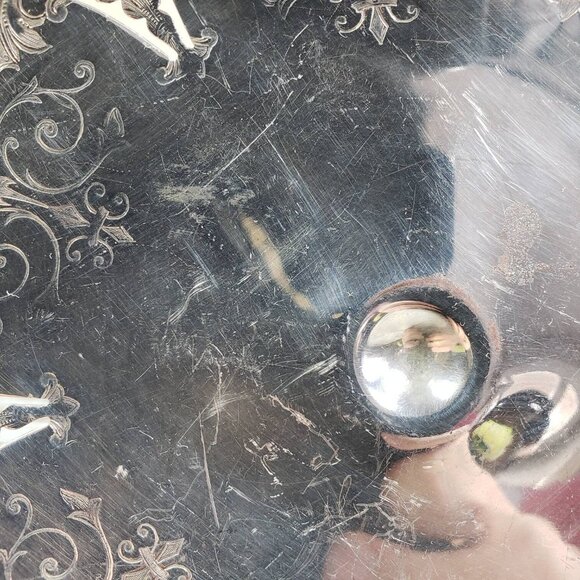 Forbes Meriden Britannia Scalloped Silver Plate Open Compote Pierced Footed Dish - Picture 8 of 10